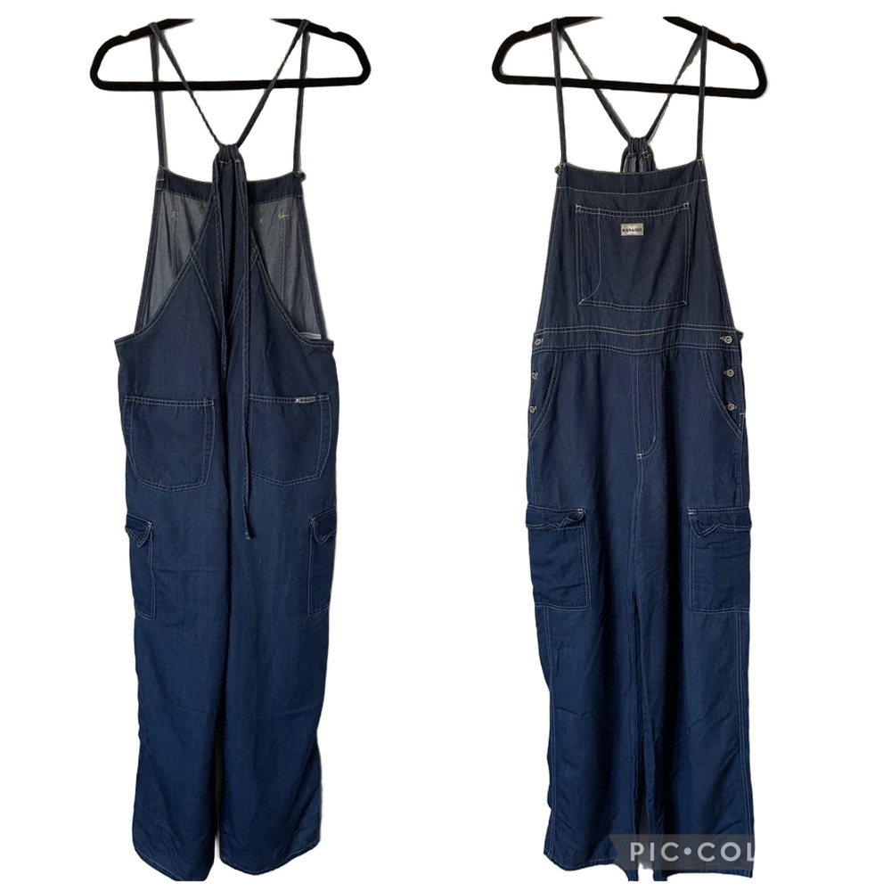 Vintage Manager Wide Straight Leg Denim-look Bib Overalls - Medium 🇨🇦 - Picture 10 of 11